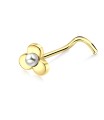 Flowery Pearl Silver Curved Nose Stud NSKB-201p